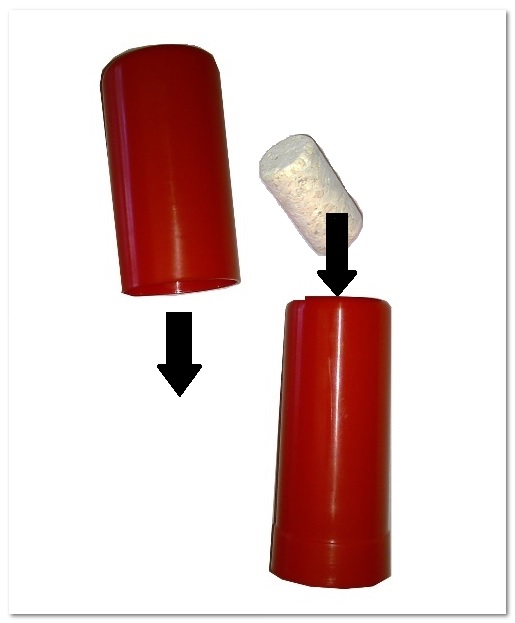 WINE BOTTLE CORKER KIT w/25 8 CORKS 2 PC RED CORK BOTTLES WITH