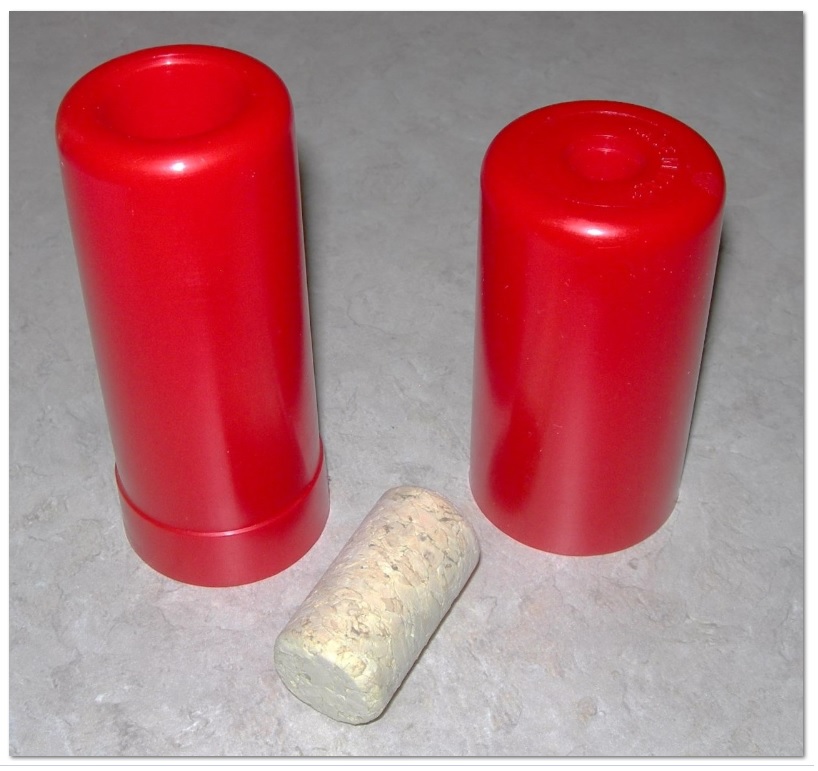 WINE BOTTLE CORKER KIT w/25 8 CORKS 2 PC RED CORK BOTTLES WITH