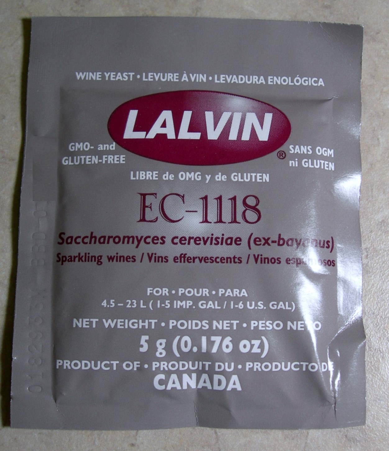 WINE YEAST 5 PACKS LALVIN EC1118 ALL PURPOSE CHAMPAGNE FRUIT WHITES