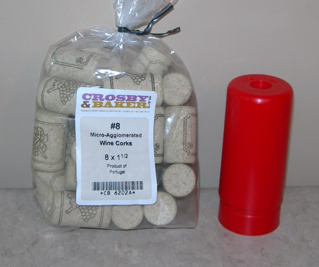 WINE BOTTLE CORKER KIT w/25 8 CORKS 2 PC RED CORK BOTTLES WITH RELATIVE EASE!! eBay